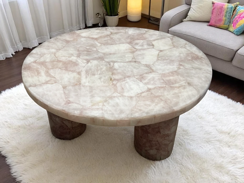 Exquisite Rose Quartz Coffee Table Tops | Vedantartisans